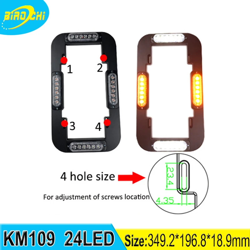 Biaochi 24W 12V 24V DC universal emergency warning amber white led license plate strobe light for cars trucks