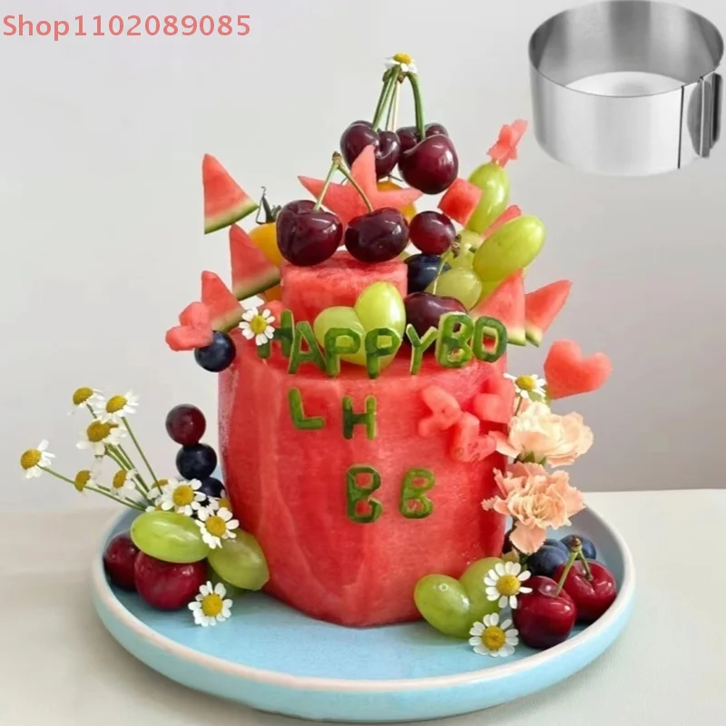 Watermelon Cutter Cake Cutter Slicer Adjustable Round Mousse Ring Mold For Baking Cake 6-12 Inch Cake Leveler Slicer