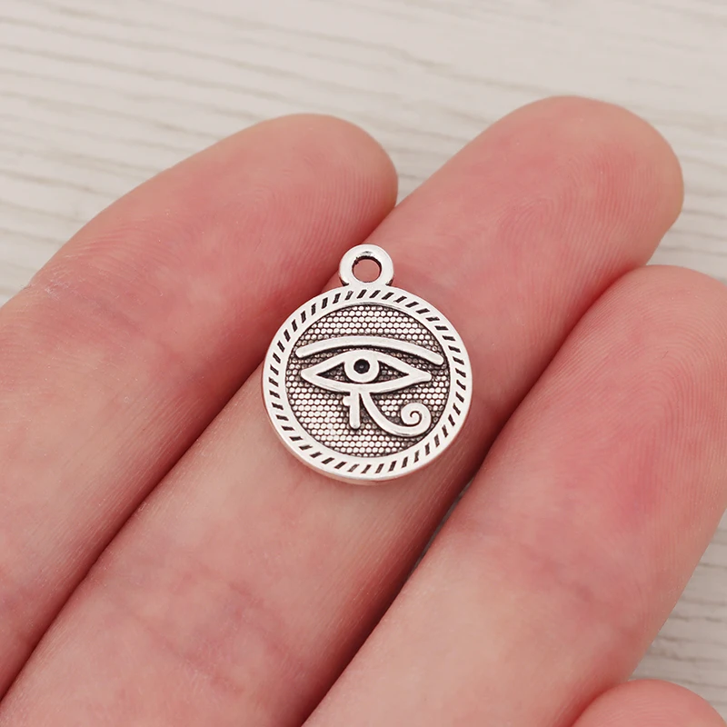 

30 x Tibetan Silver 2 Sided Eye of Horus Egyptian Pagan Wiccan Symbol Charms Pendants For DIY Necklace Jewelry Making Findings