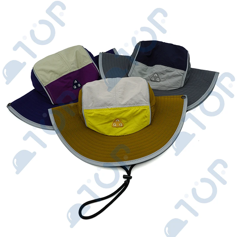 Reflective Strip Bucket Hat Quick Dry UV Protection Fisherman Hats Adjustable Waterproof Outdoor Sunshade Fishing Hiking Camping