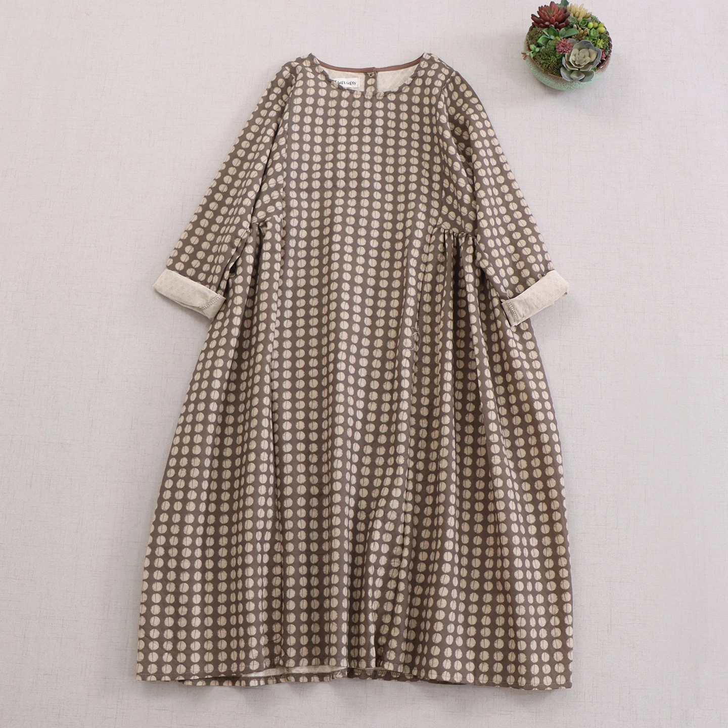 Robe japonaise en coton et lin pour fille Mori, Vintage, imprimé à pois, col rond, manches longues, décontractée, ample, mi-longue, nouvelle collection automne