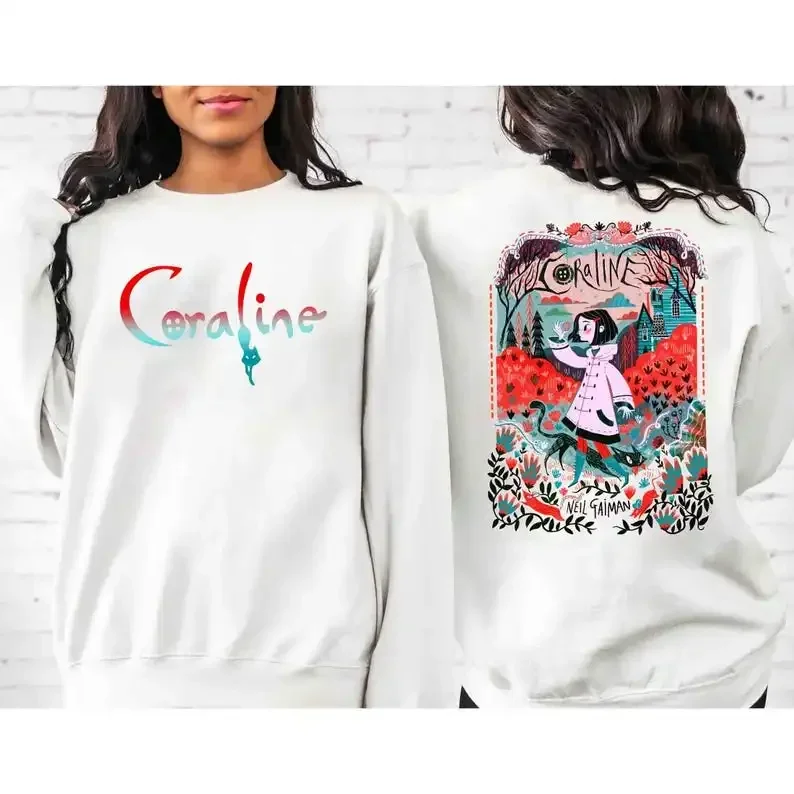 Coraline Spooky Movie Halloween Halloween Sweatshirt Coraline Movie Vintage Tee Gifts Streetwear Women Sweatshirts Clothes