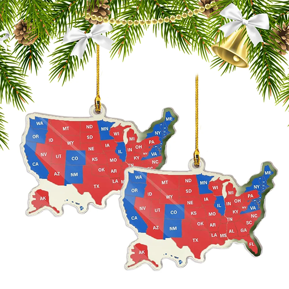 2024 نتائج الانتخابات خريطة خريطة الانتخابات زخرفة عيد الميلاد الرئيس فوز مرة أخرى زخرفة الانتخابات زينة شجرة عيد الميلاد #1