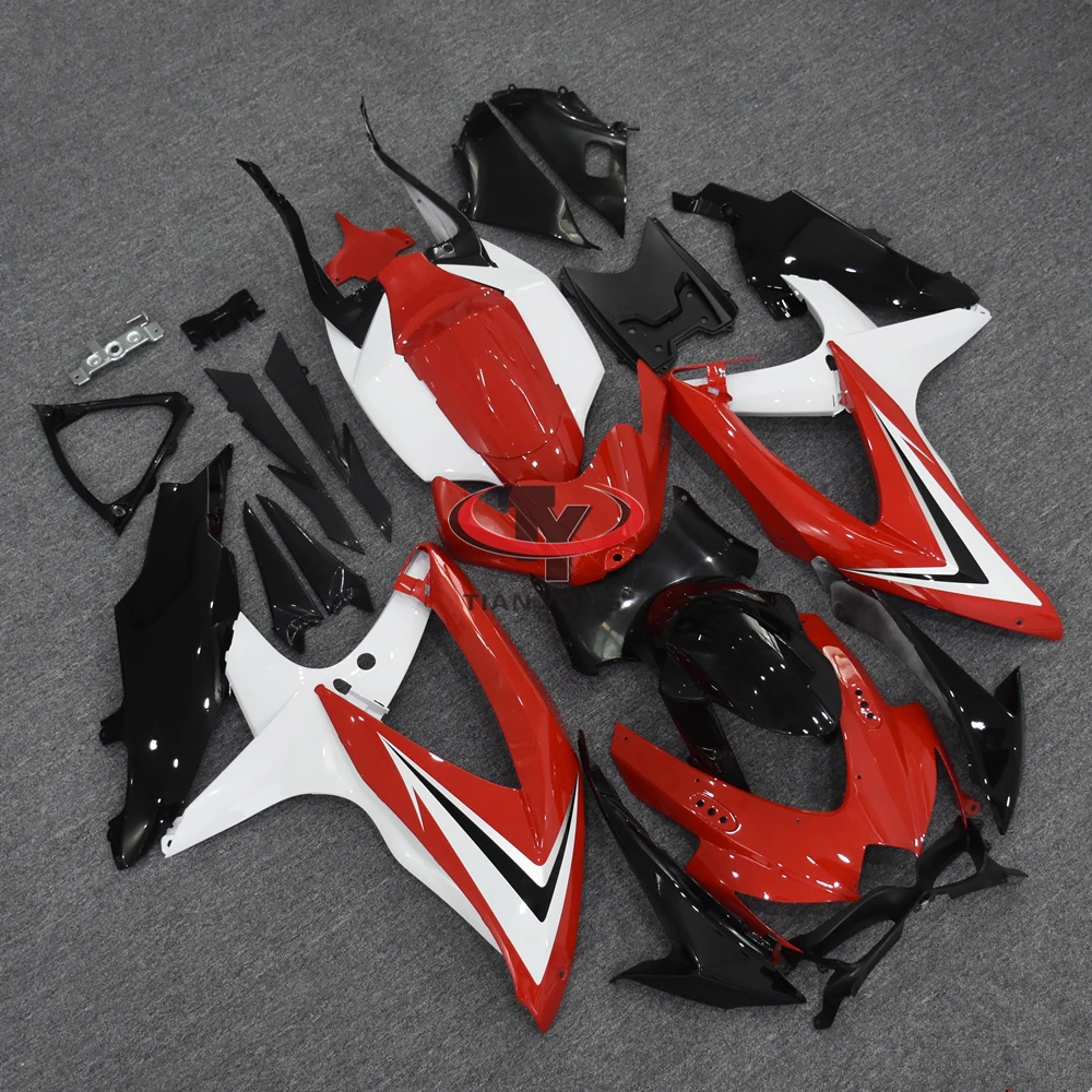 Injection Bodywork Cowling Red white black tricolor stripes Motorcycle For GSXR600 GSXR750 K8 2008 2009 2010 Full Fairing Kit