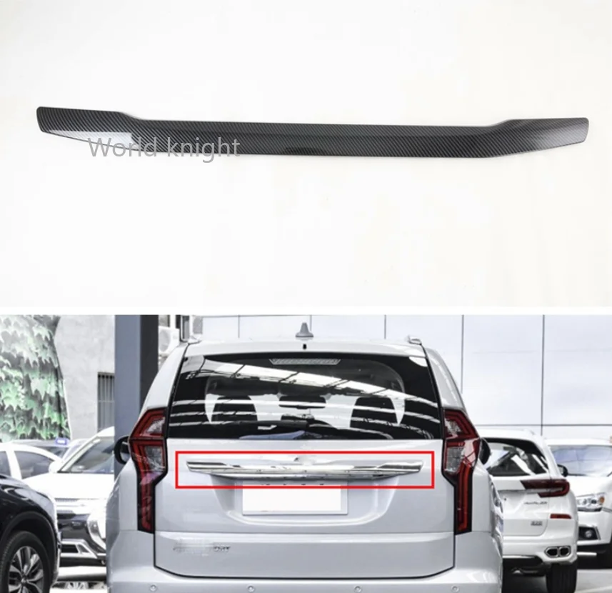 Car Accessories Carbon Fiber Style Rear Boot Door Trunk Lid Cover Trim Tailgate Garnish For Mitsubishi Pajero Sport QF 2020-2022