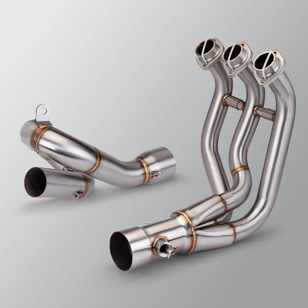 دراجة نارية العادم الجبهة وصلة الأنابيب لياماها MT09 FZ09 XSR900 2014-2020 الانزلاق على الهروب موتو نظام أنبوبة رأسية مستديرة
