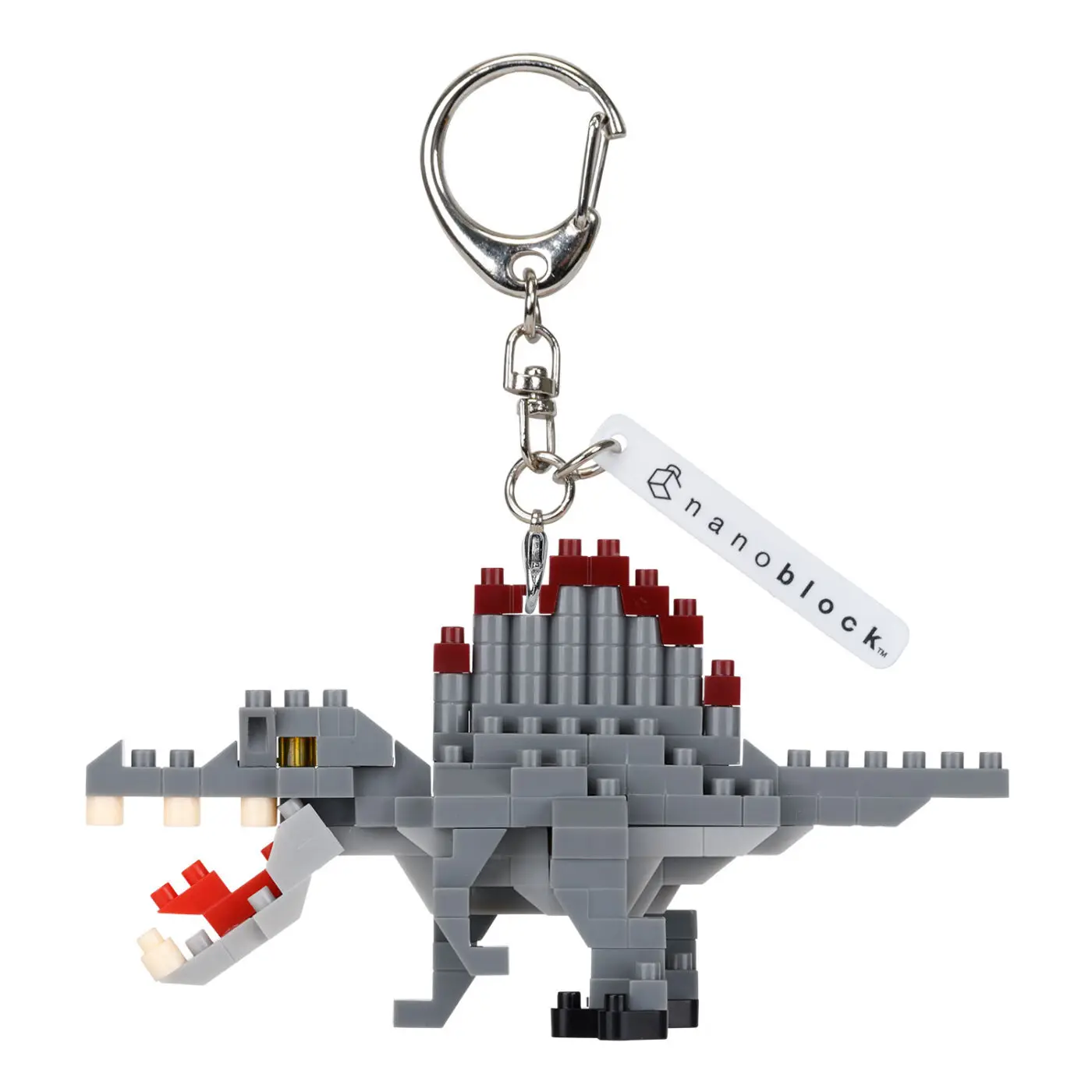 

Original Nanoblock N-Fig Spinosaurus Pre Assembled Keyring Removable Key Chain Bag Charm Couple Keychain Collectible Gift