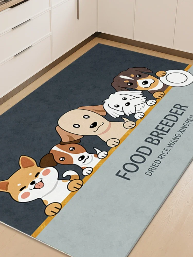 

Leather Cartoon Cute Fruit Animal Carpets Oil-Proof and Waterproof Kitchen Carpet Dirty-Resistant Anti-Slip Black PVC Rugs Ковер