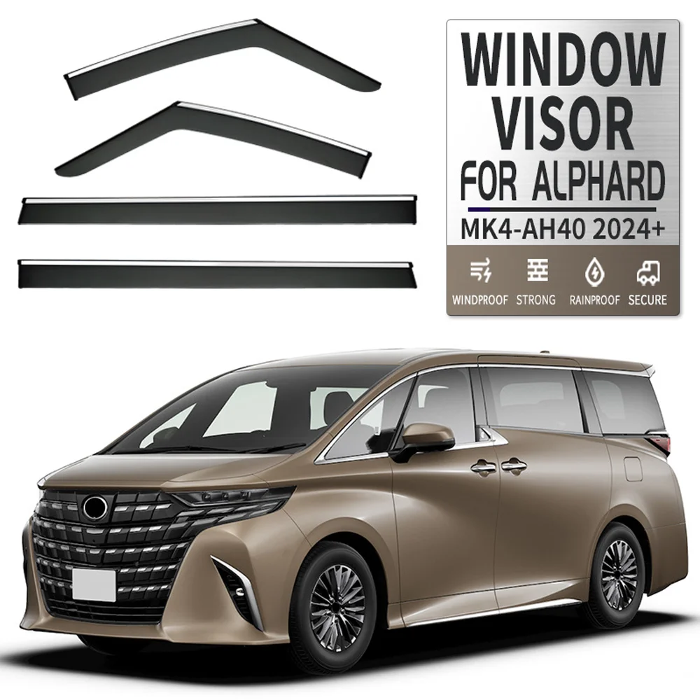 

Chrome Strips Rain Guards for TOYOTA Alphard AH40 2023-2025 Window Visor Wind Deflectors Door Visor Vent Shades Ventvisor