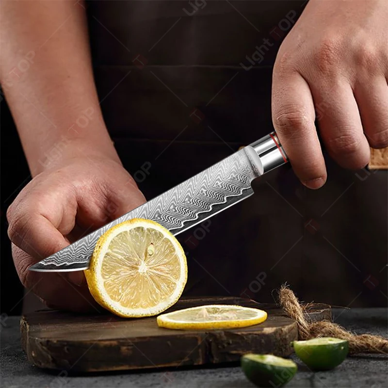 High Carbon Steel Kitchen Chef\'s Knife Sharp Barbecue Meat Cutter Damascus Deboning Knife Practical Kitchen Knives Fruit Peeler