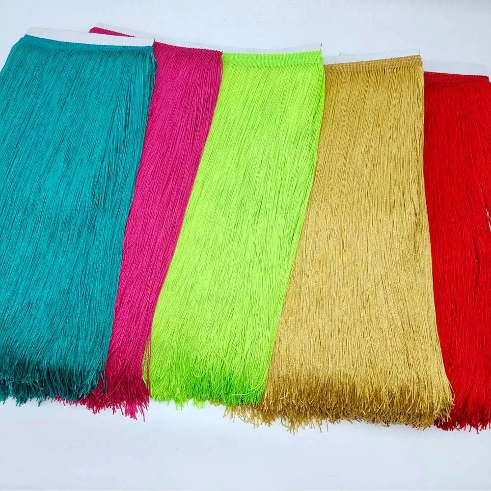 50CM Long Lace Fringe Trim Tassel Fluorescent Green Fringe Trimming For Diy Latin Dress Stage Clothes Accessories Lace Ribbon