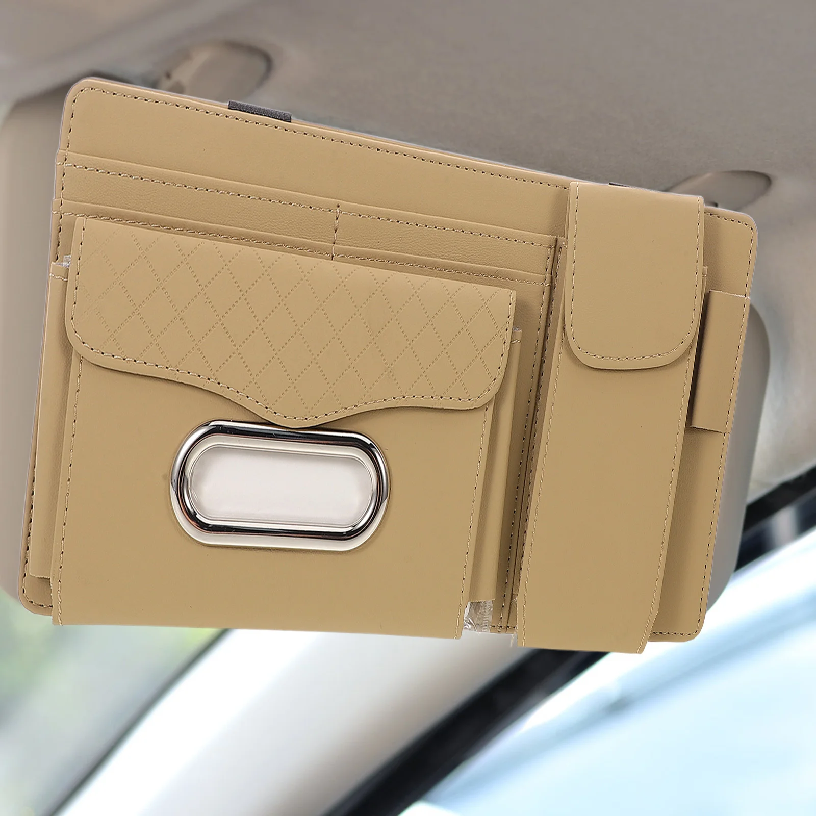 

Visor Organizer Multifunctional Auto Visor Organizer Sunglasses Clip Tissue Box Card Storage Vehicle Interior