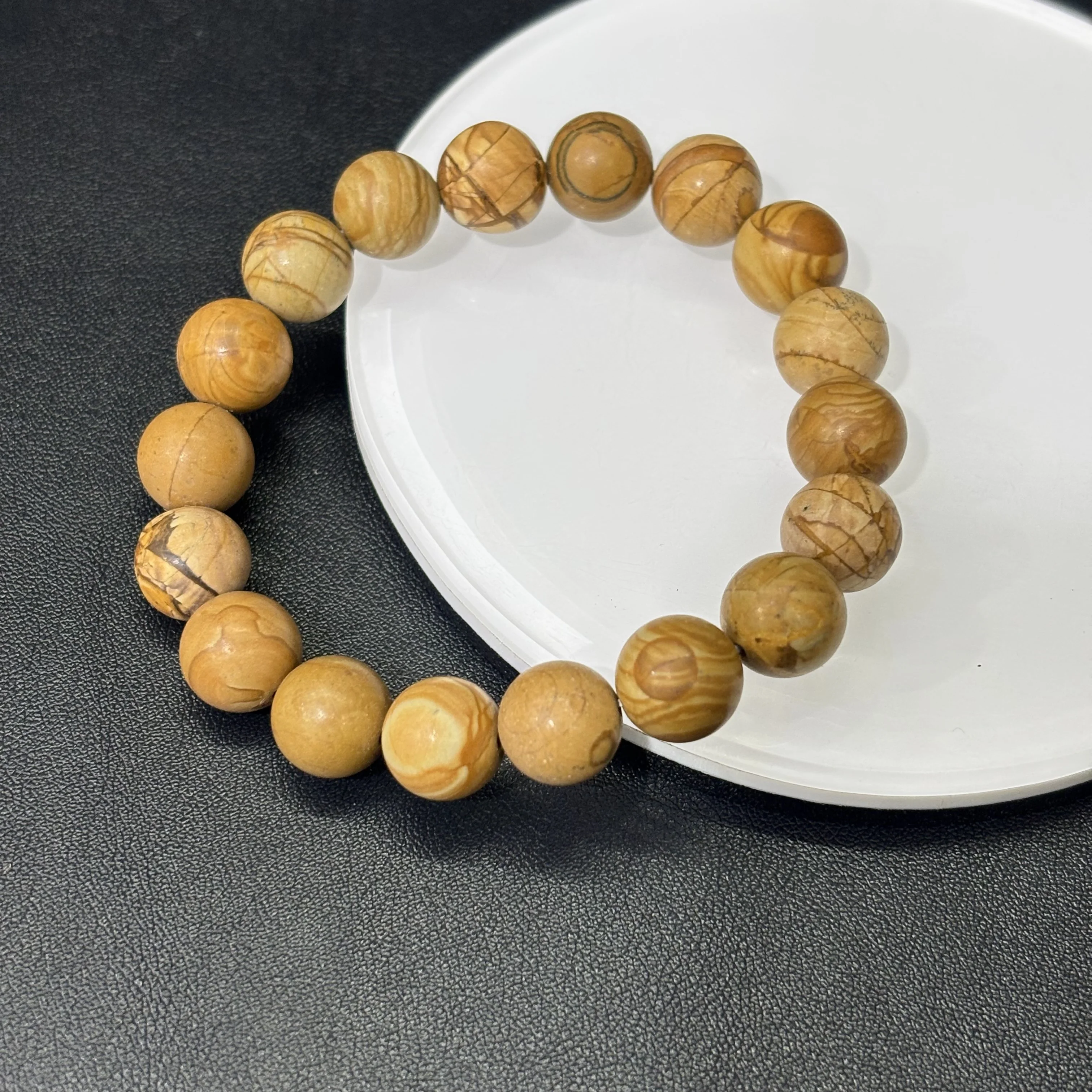 Trendy Jewelry Gift Natural Yellow Wooden Vein Stone Bracelet for Bestie Jewelry Meditation Tool DIY Chakra Crystal Accessory