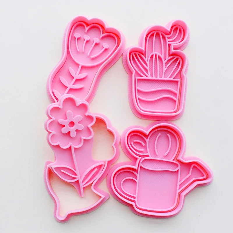 3D Cartoon Cactus Pattern Cookie Mold Wedding Party Flower Shaped Biscuit Cutter Fondant Icing Cookie Molds Cake Decorating Tool