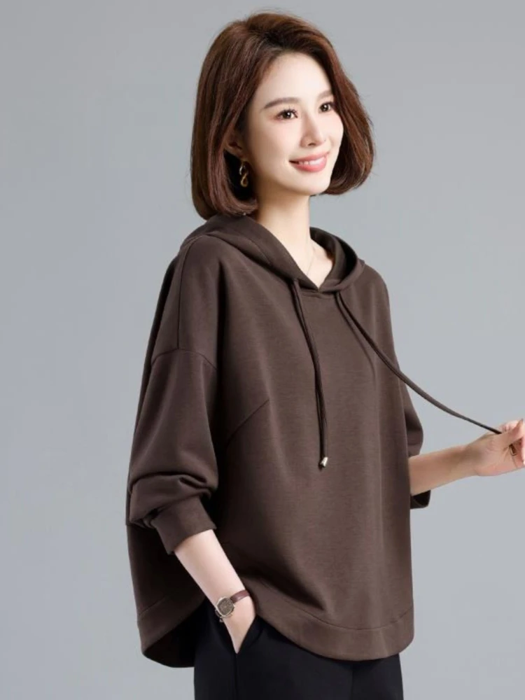 Women Casual Hooded Sweatshirt Loose Long Sleeve Tummy Control Pullover Spring Autumn Light Winter Warm Tops 2026