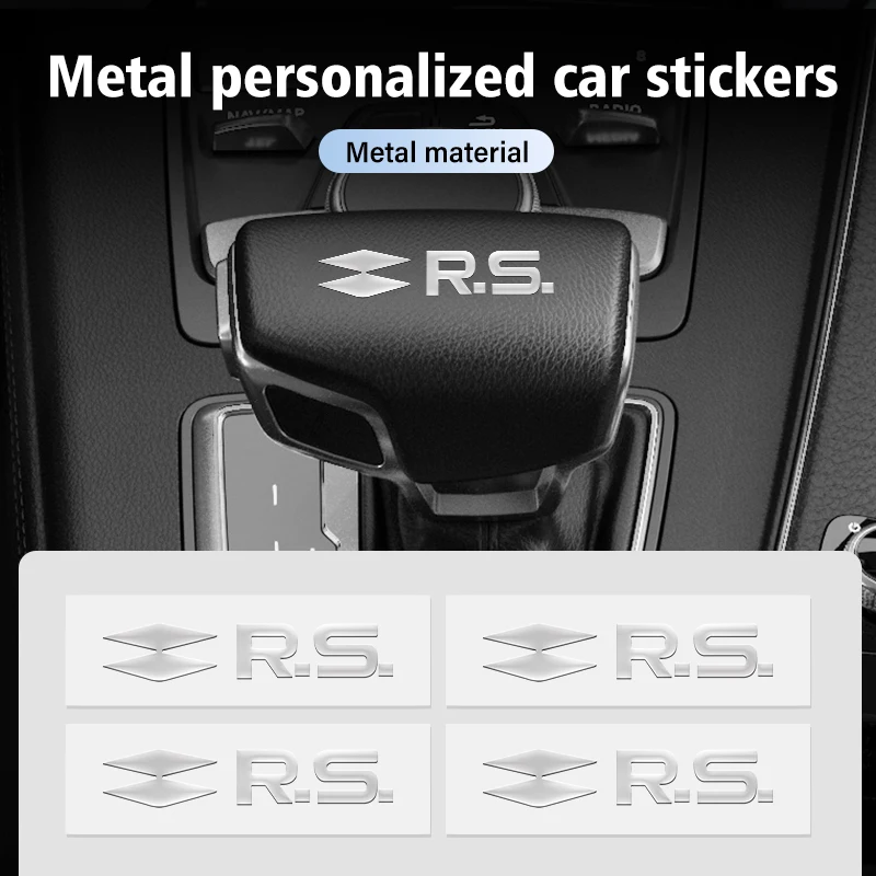 4pcs Car Logo 3D Metal Anywhere Decoration Waterproof Stickers For Renaul RS Sport Megane 3 4 2 Clio 5 Line Sandero Scenic Logan