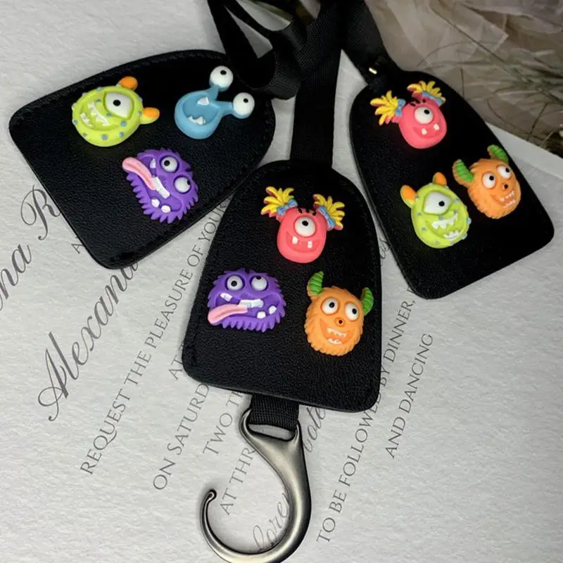 Car Bag Hooks Multifunctional Hook For Car Cute Cartoon Creative Decorative Hook PU Leather Purse Hooks For Handbag Coats