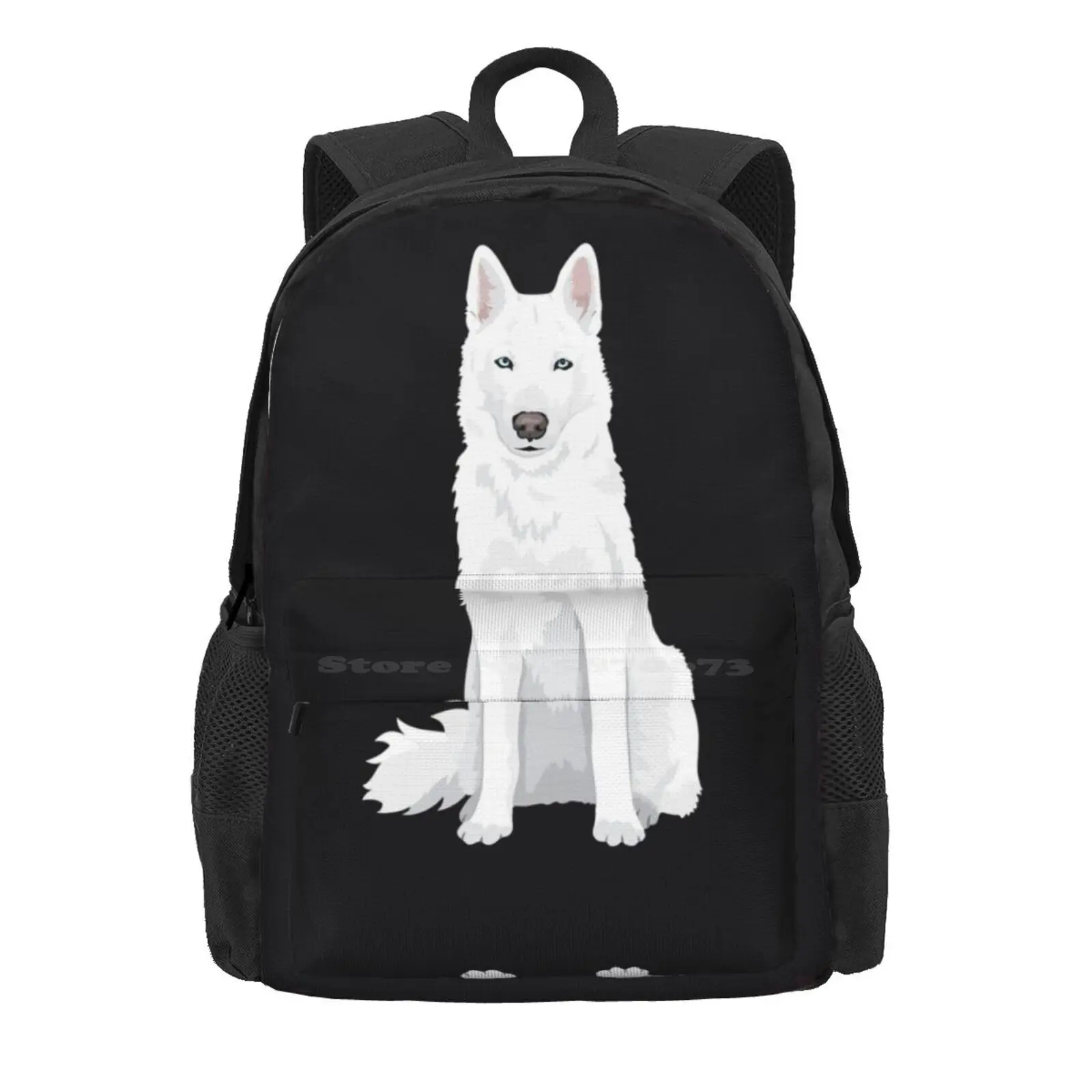 Beautiful White Siberian Husky - Sweet White Snow Dog Hot Sale Schoolbag Backpack Fashion Bags Siberian Husky Puppy Huskies