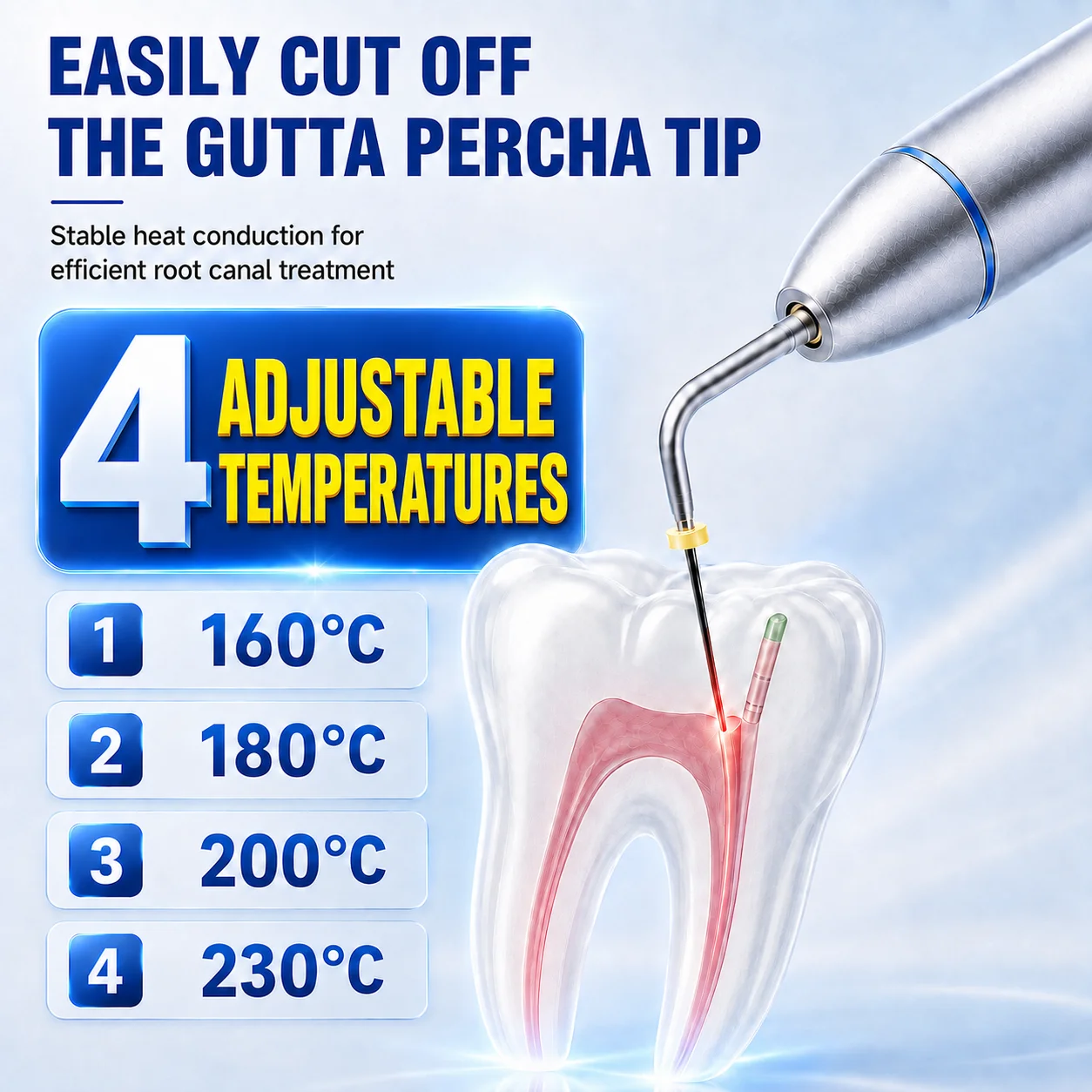 Dental Gutta-Percha Cutter 2 Tips Included for Root Canal Obturation Adjustable Temperature Dental Heating Device