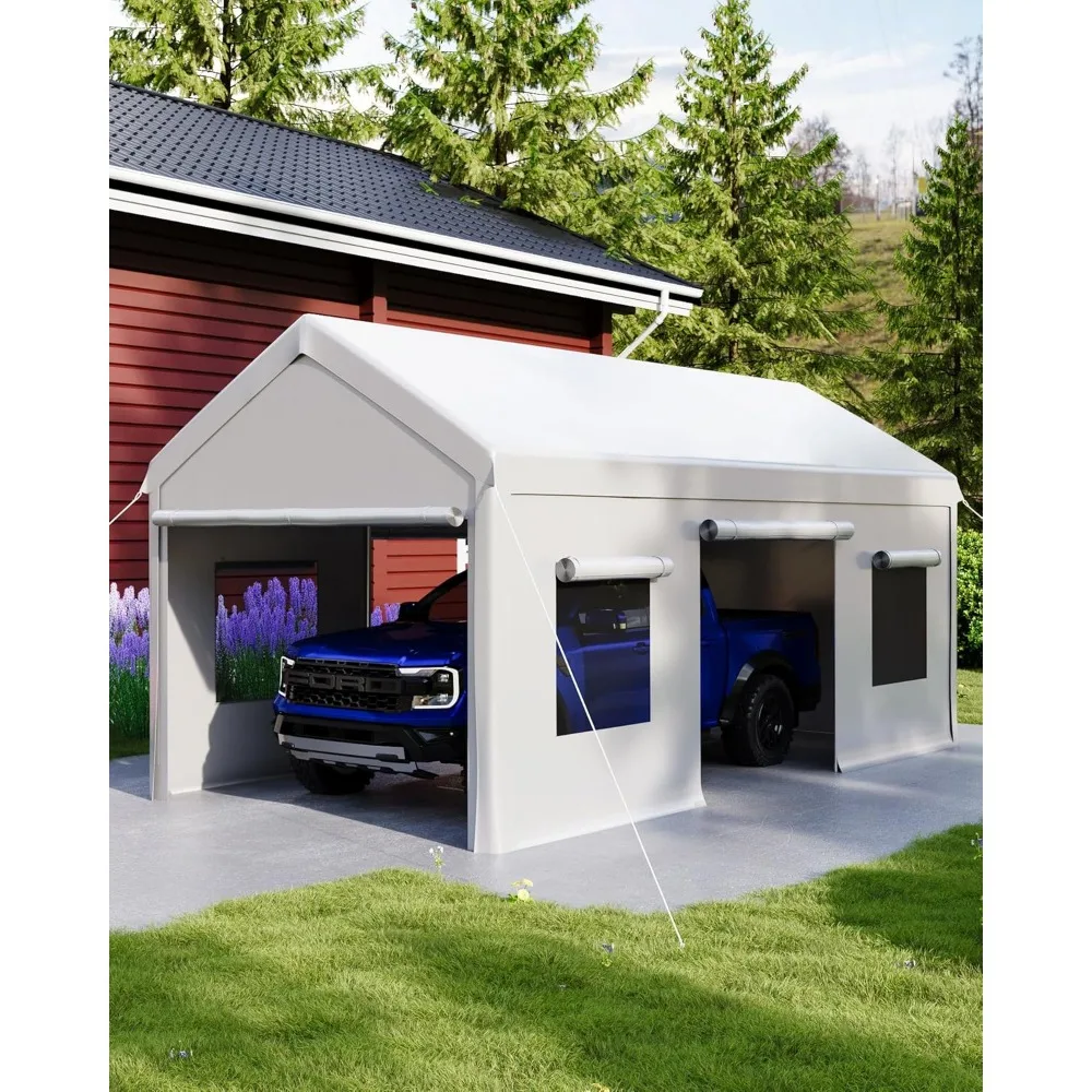 

Сверхмощный навес для паспорта 10x20 футов, портативный гараж для улицы с полиэтиленовым чехлом, всепогодный металлический каркас для хранения для Ca