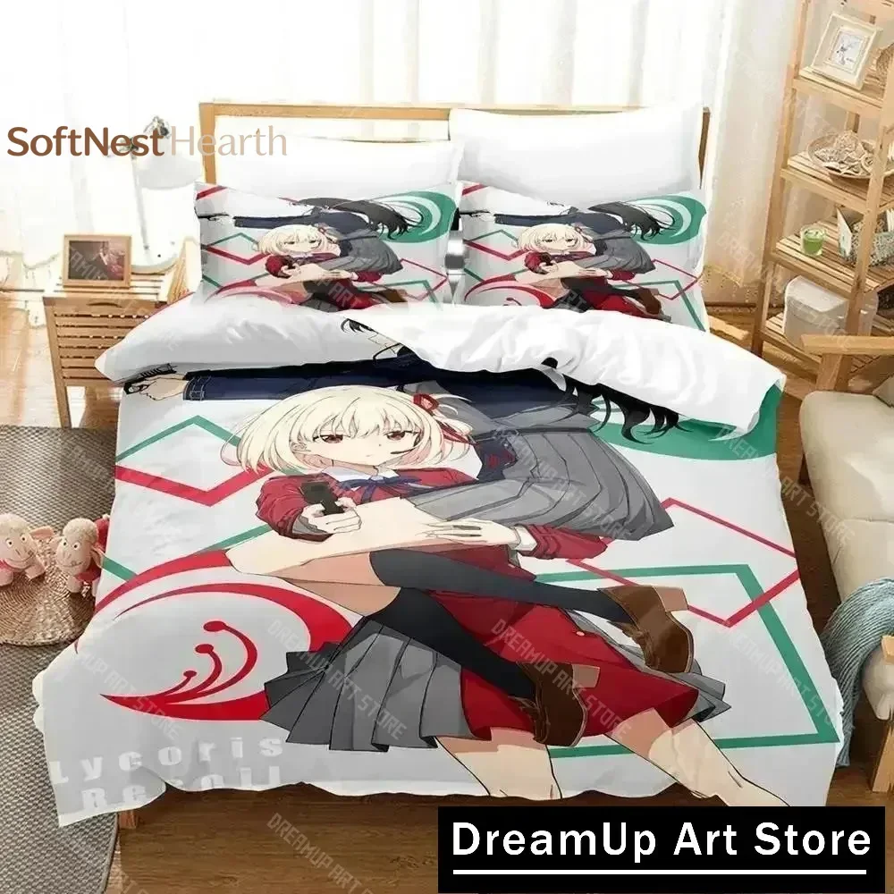 2026 New Lycoris Recoil Bedding Set Single Twin Full Queen King Size Bed Set Aldult Kid Bedroom Duvet Cover Sets Anime Bed Sheet