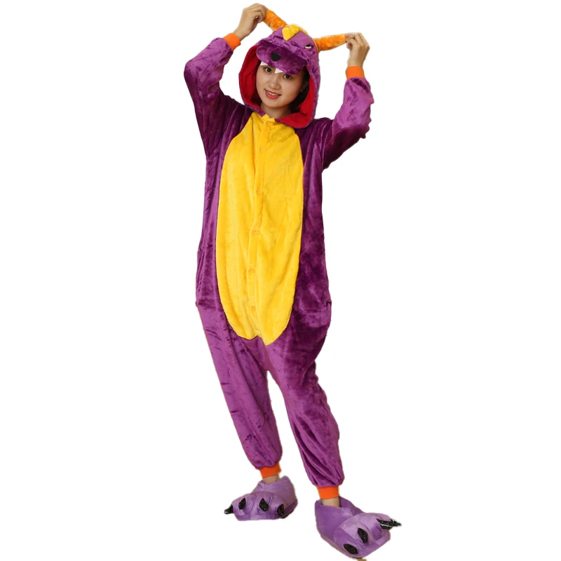 Adult Animal Cartoon Pajamas Women Sleepwear Unisex All in One Pyjamas Animal Suits Cosplay Spyro Dragon Garments Winter Onesies