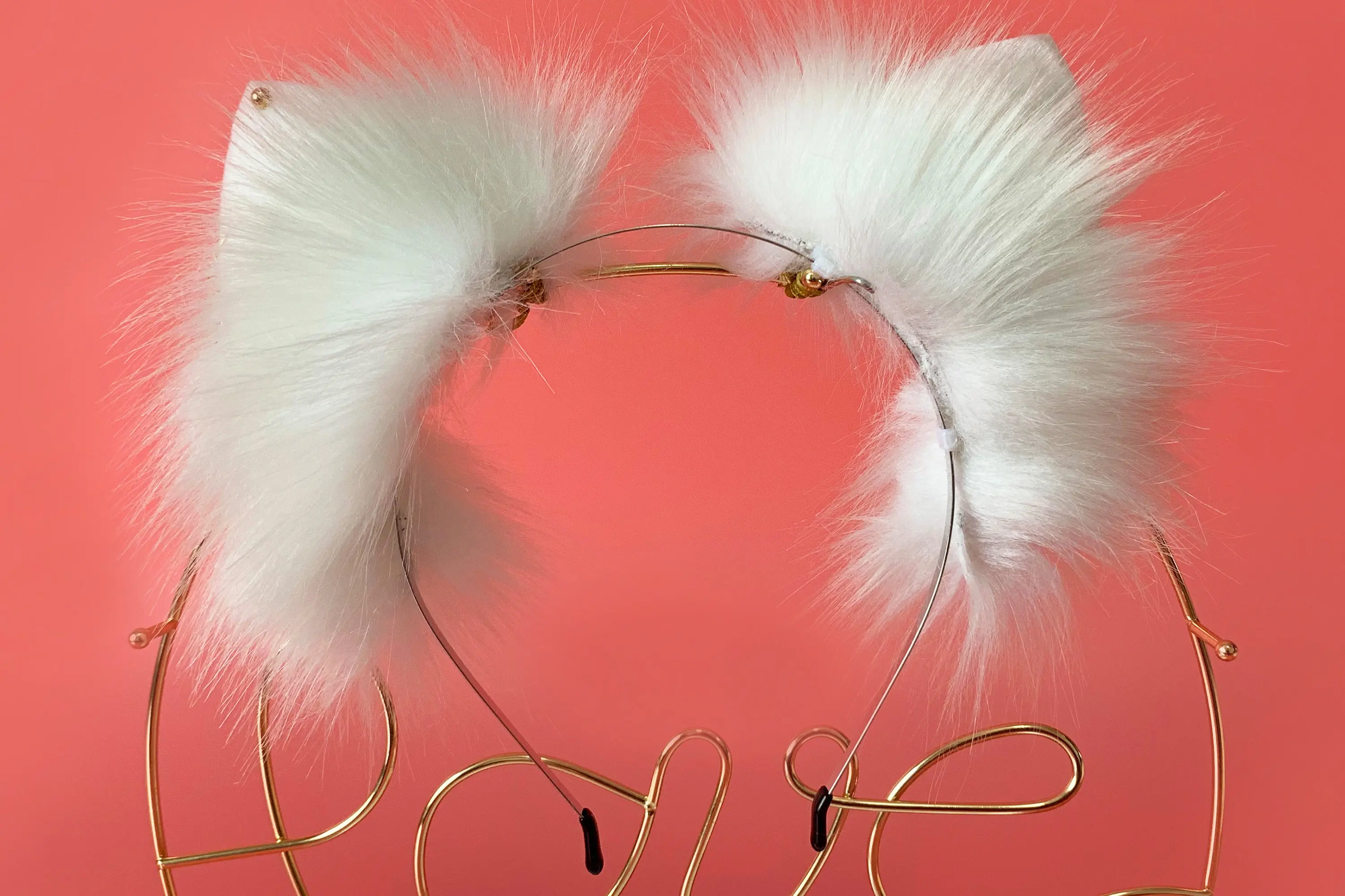 Cute white fox ears and tail set, dog cosplay costume, animal ear headband, faux fur tail, Halloween accessory, anime convention 5