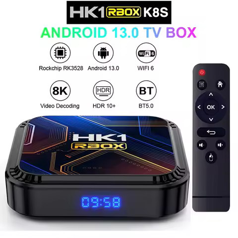 HK1 RBOX K8S Android 13.0 TV BOX RK3528 4GB 64GB 32GB 2.4G 5G WIFI BT 4.0 8K Vedio Decoding Media Player Set Top Receiver