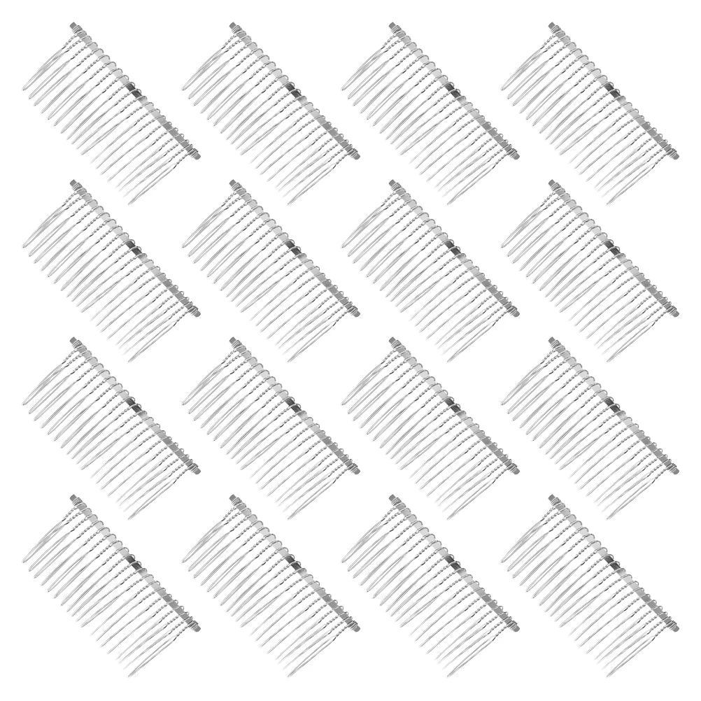 

20pcs Bridal Hair Comb Silver 20Tooth Wire Twist Wedding Side Comb Curved Metal French Style Clamp For Women Fine Lightweight