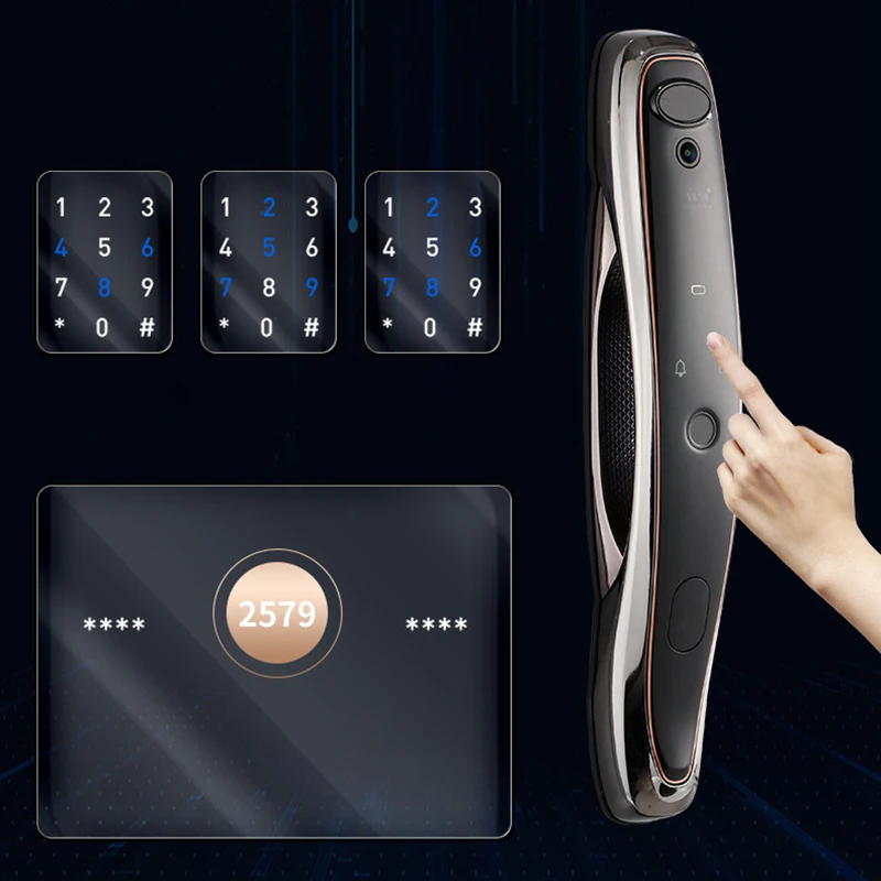 Tuya Wifi 3D Face Recognition Smart Door Lock Fingerprint IC Card Key Password Keypad Electronic Anti-theft Indoor Home Lock