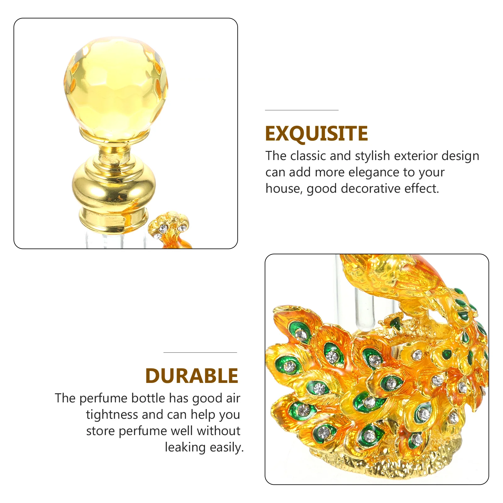 زجاجة عطر الطاووس الأنيقة خمر زجاج فارغ قابل لإعادة الملء السفر زجاجات تخزين الزيوت العطرية الصغيرة الروائح 4 مللي