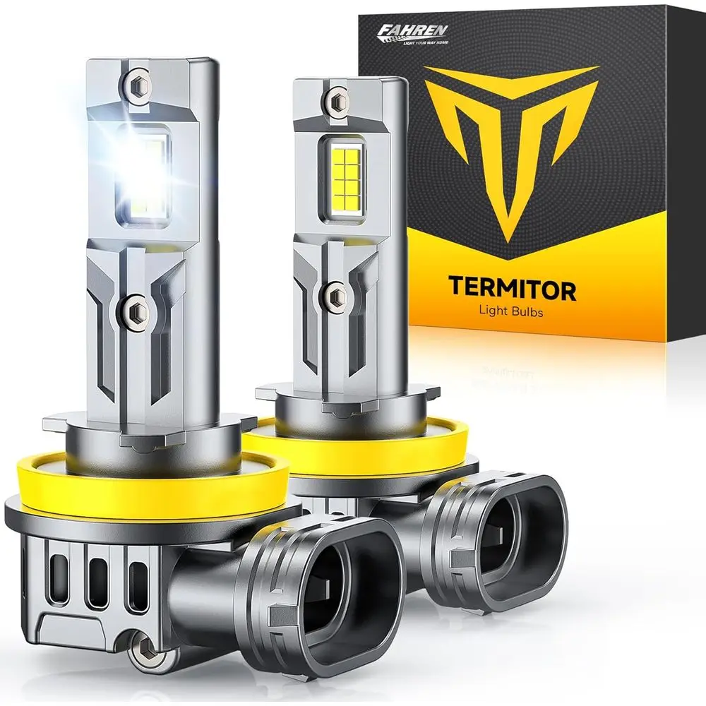 

6500K Cool White 50,000LM Plug & Play H11/H8/H9 LED Fog Lights, 1:1 Halogen Replacement, IP68 Waterproof, 2-Pack