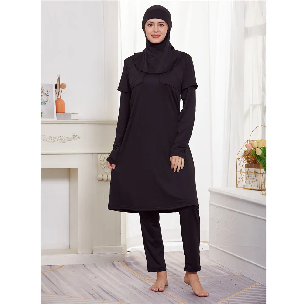 3pcs Muslim Swimwear Women Modest Swimming Suit Islamic Burkini Swimsuit Hijab Bathing Swim Wear Conservative Maillot De Bain