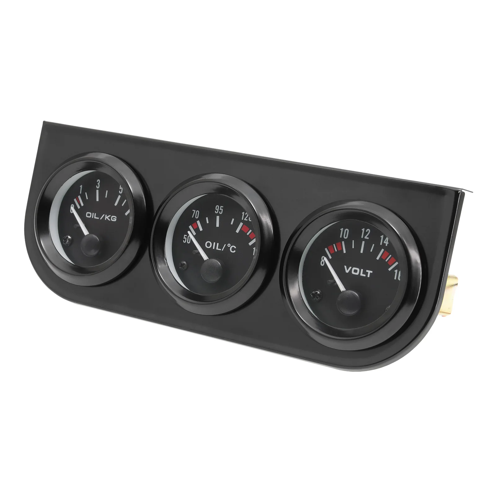 Oil Temp Oil Pressure Volt Gauge 52mm 3 in 1 Triple Gauge Kit With Temp&Pressure Sensor Black/Chrome Bezel Black/White Face 12V