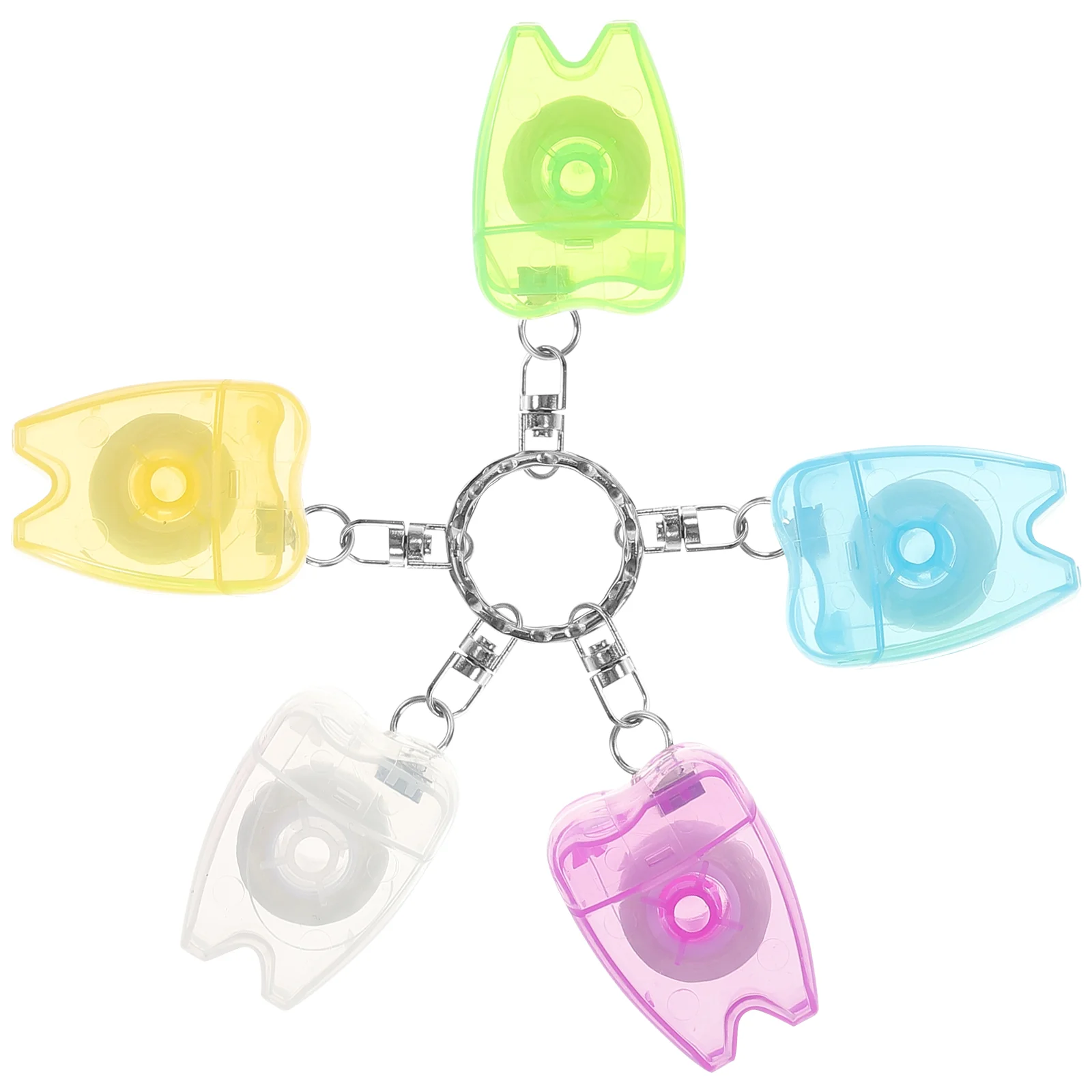 5pcs Keychain Dental Floss Portable Dental Floss Tooth Shape Box Floss Useful Floss Box Practical Dental Floss