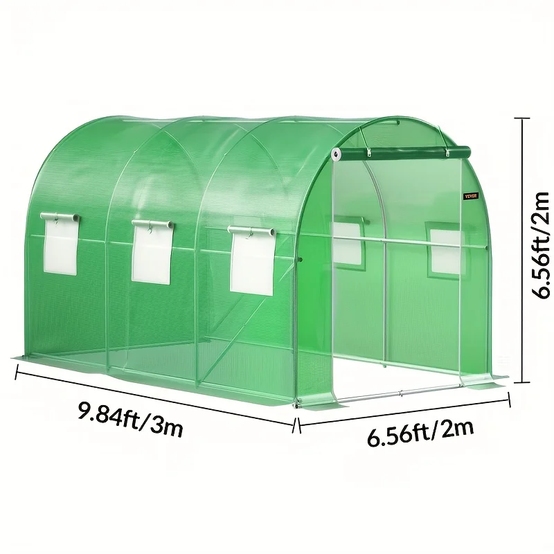 Large Walk‑in Tunnel Greenhouse, Outdoor Plant Warm House with Zipper Doors & Roll‑up Windows, Heavy‑Duty Steel Frame Garden
