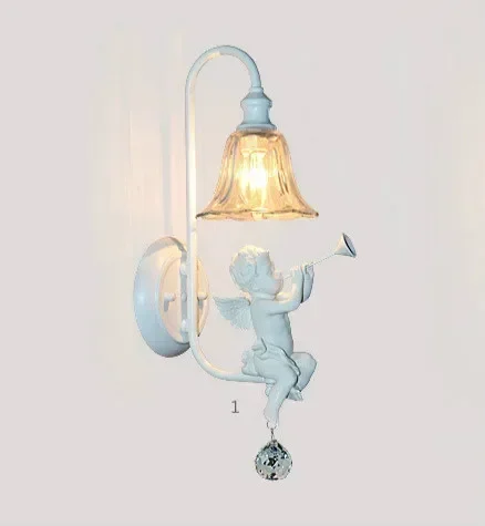 

Скандинавский креативный настенный светильник для спальни, американский простой зеркальный передний светильник, европейский прикроватный светильник для гостиной, двуглавый настенный светильник «Ангел»