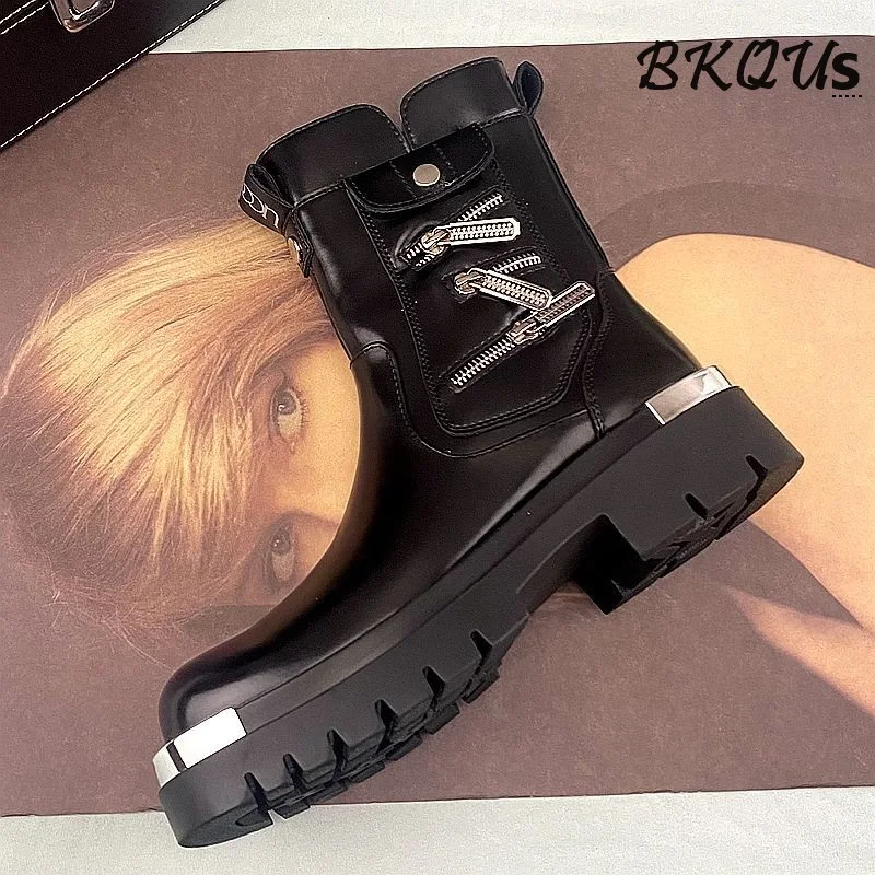 BKQU Chelsea Boots Men's Autumn-Winter Filled New Style 2025 Mid-Calf Korean Version Casual Short Boots with Elegant Heels