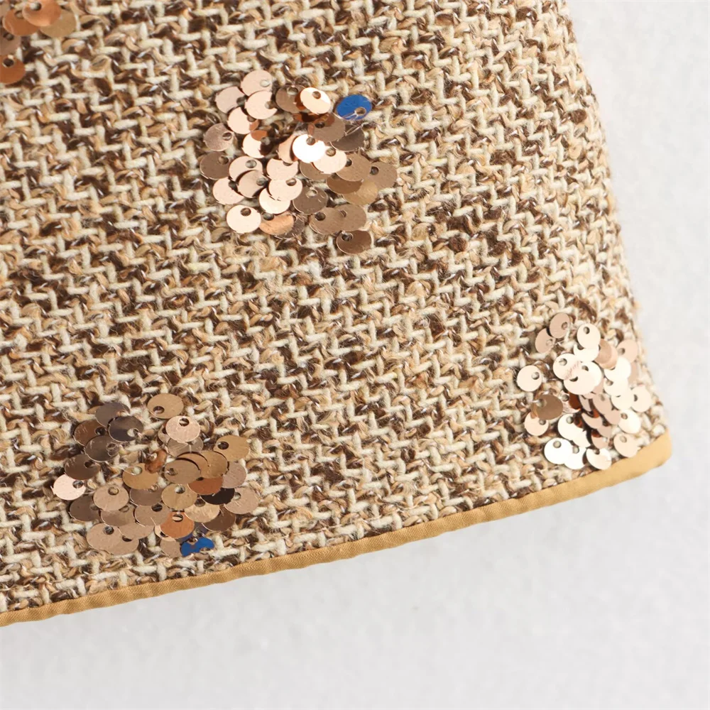 Early Autumn New Small Fragrant Style Heavy Industry Nail Diamond Lace Noble Sleeveless Tank Top Dress for Women with Waist Draw