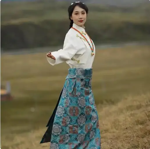 

Chinese Tibetan Women Skirt Tradition Dance Not Include Shirt