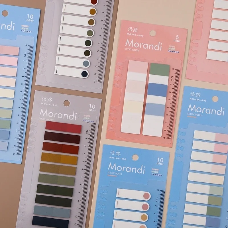 120 Sheets Morandi Color Sticky Note Label Index Sticker can Write Waterproof Reminder N times Sticker Stationary Supplies