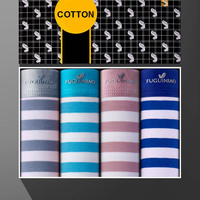 4pcs/lot Men's Pure Cotton Underwear Men's boxers striped cotton breathable Soft Elastic Waistband Male Panties