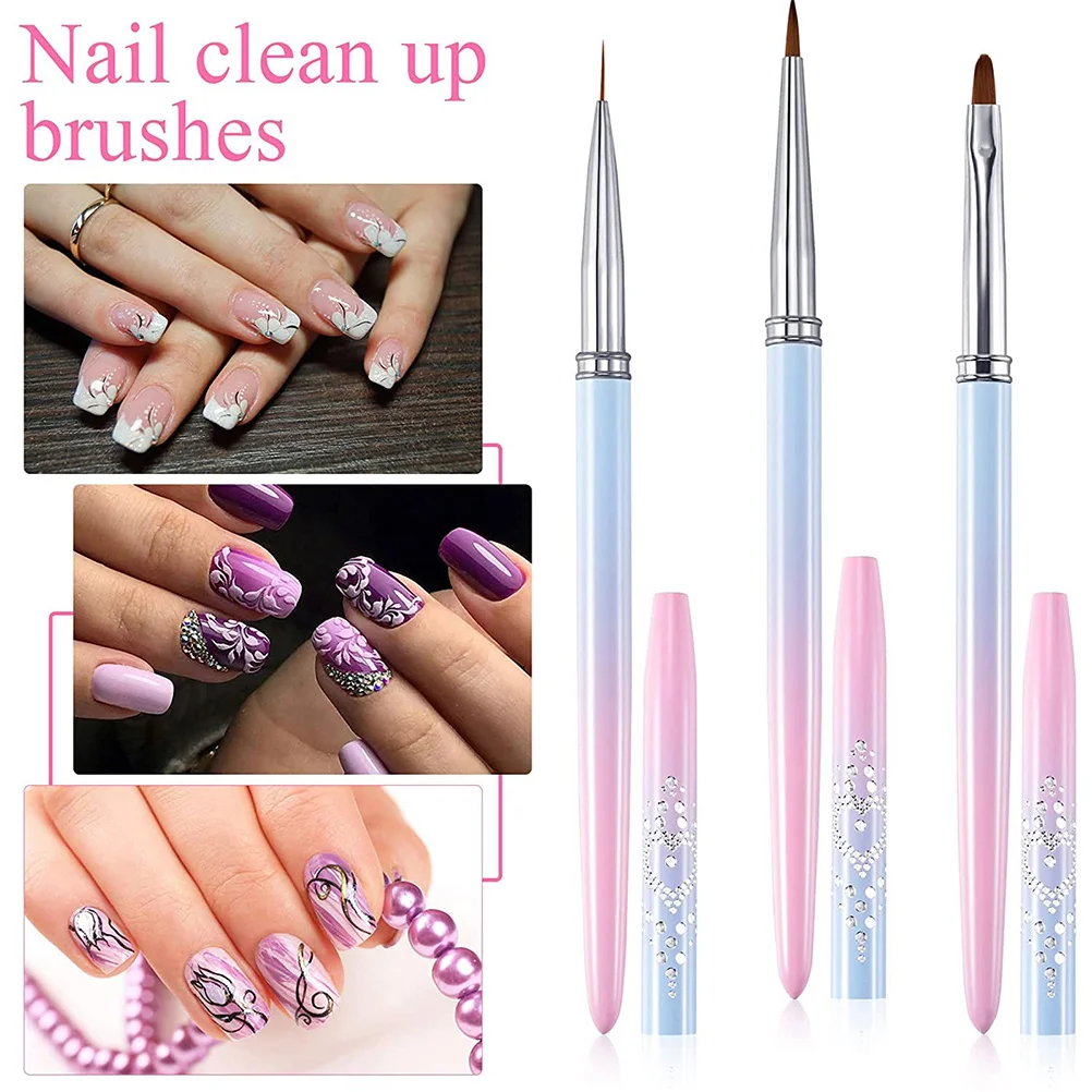 3 pezzi di penne per nail art, pennelli per gel per unghie, strumenti di disegno, manicure, pittura, accessori professionali alla moda fai da te
