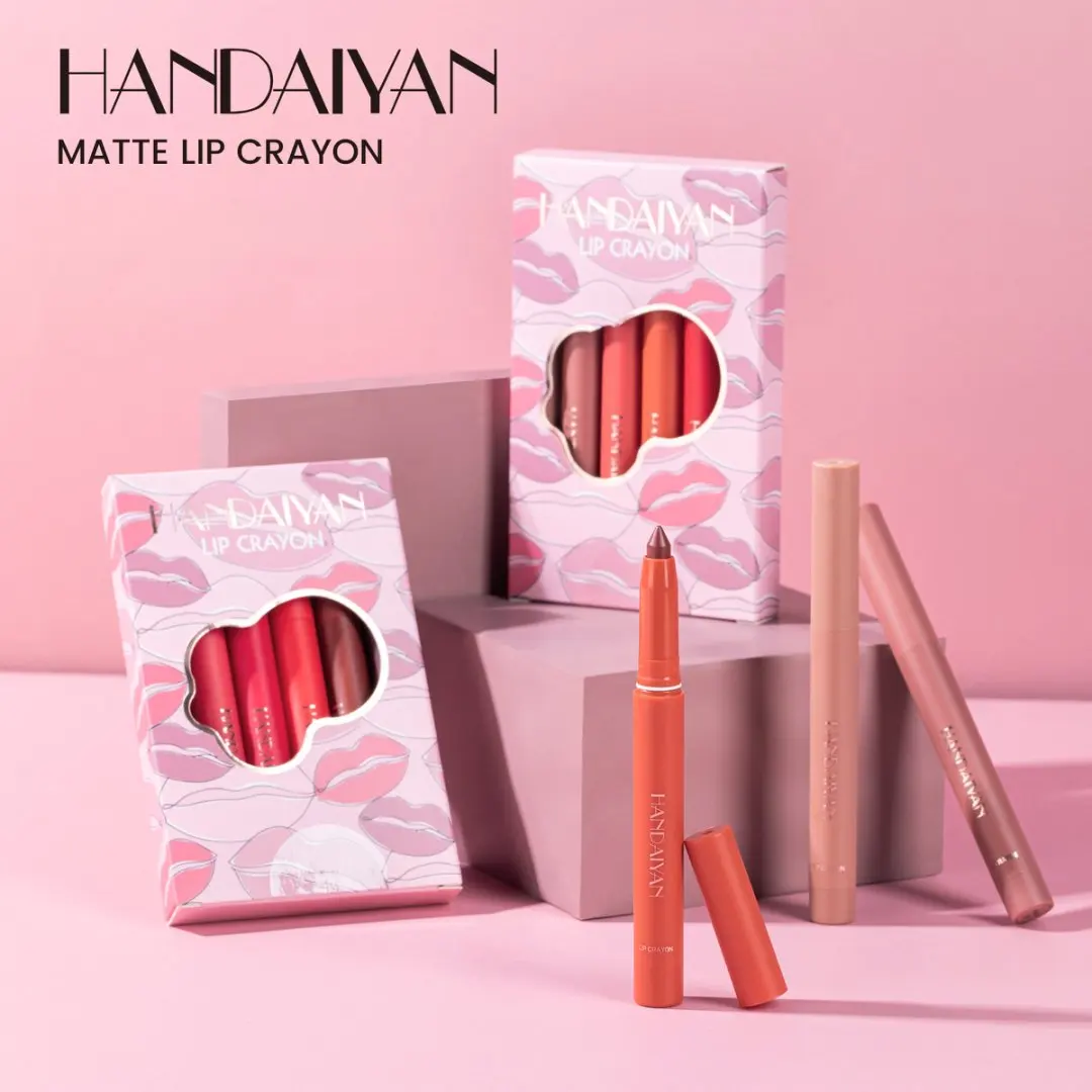 

HANDAIYAN 6pcs Matte Lipstick Pen Lip Liner Set Rich Color Lip Pencil Non-Stick Cup Waterproof Lasting Makeup Lip Crayon