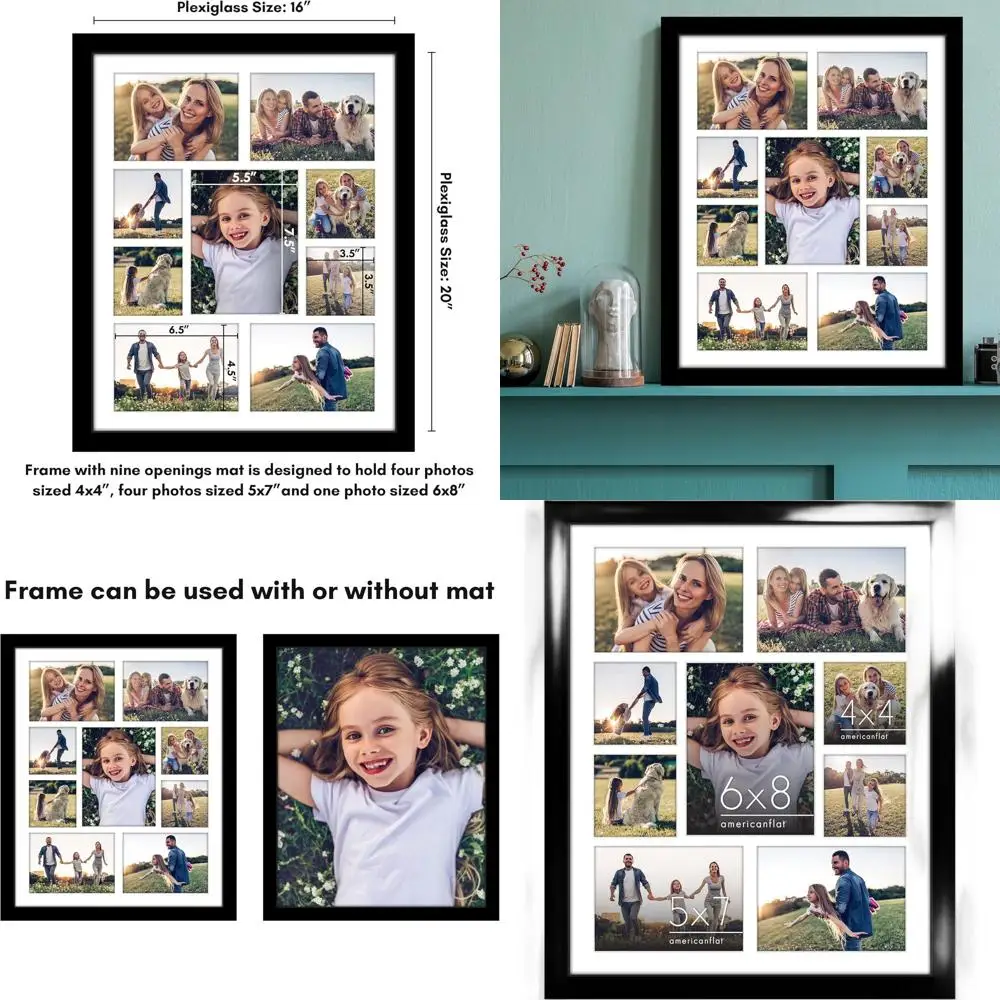 

Многофункциональная рамка Black Signature Collection 16x20 с полированным оргстеклом для изображений 1x6x8, 4x5x7, и 4x4x4