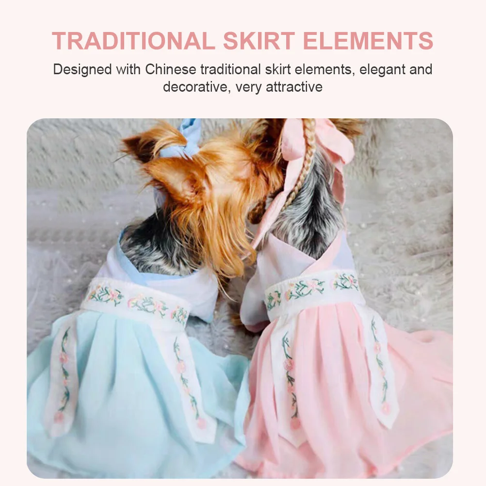

1Set Pet Chinese Traditional Skirt Cat Hanfu Skirt Comfortable Dog Dress Decorative Party Clothes Dog Dress Pet Clothes