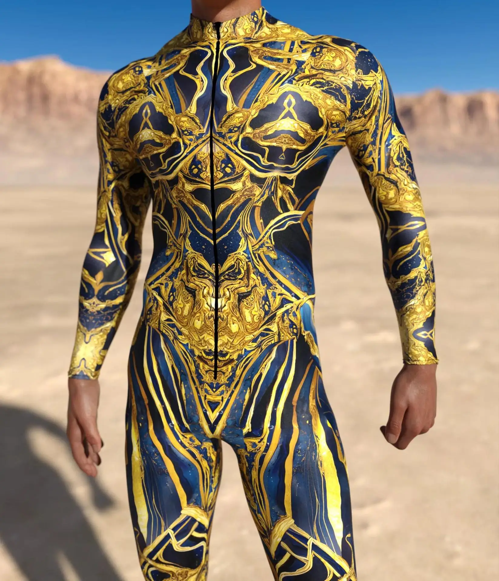 Halloween Herren Sexy Schlangenleder-Optik Cosplay Jumpsuit Tier-Bodysuit Festival Zentai-Anzug Themenparty Catsuits Rave-Outfits Neu – Detail 5