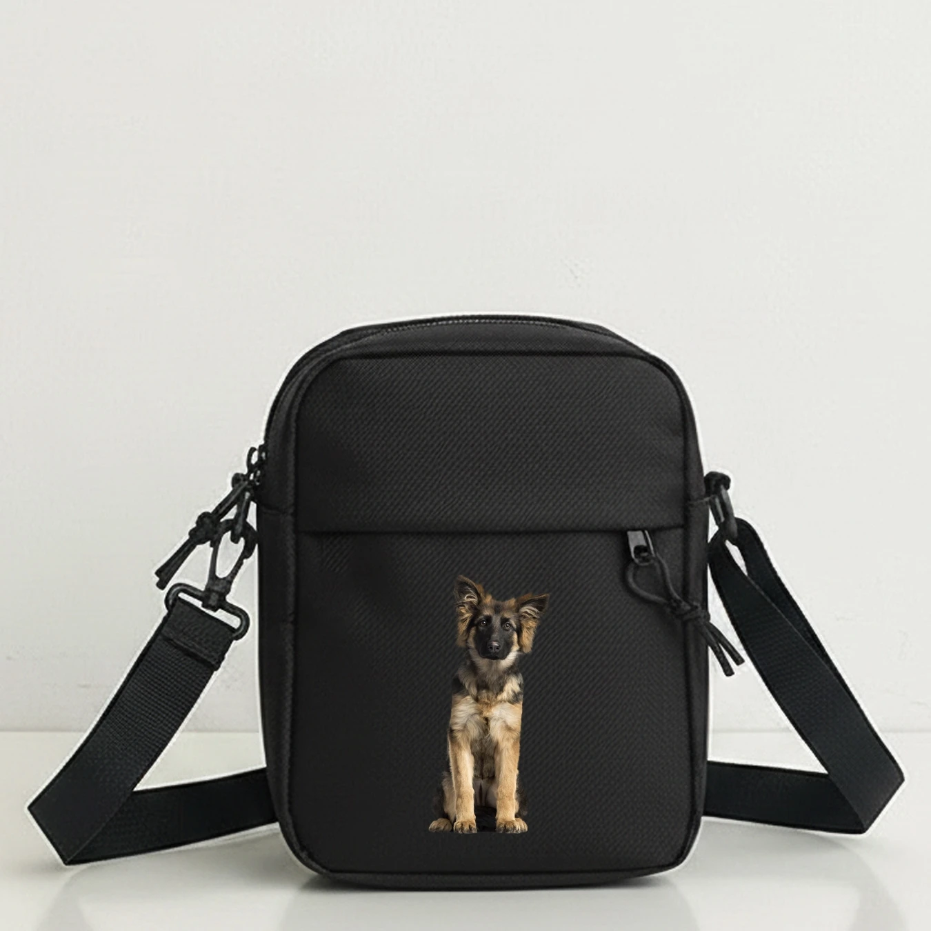 Shepherd Dog Pattern Crossbody Bag for Outdoor Travel, School, Sports, Cycling, Adjustable Strap Multi-Pocket Shoulder Purse