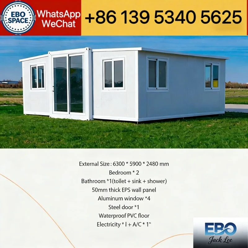 Foldable Container Cabin 20ft 30ft 40ft Expandable Prefab Modular Tiny House Waterproof