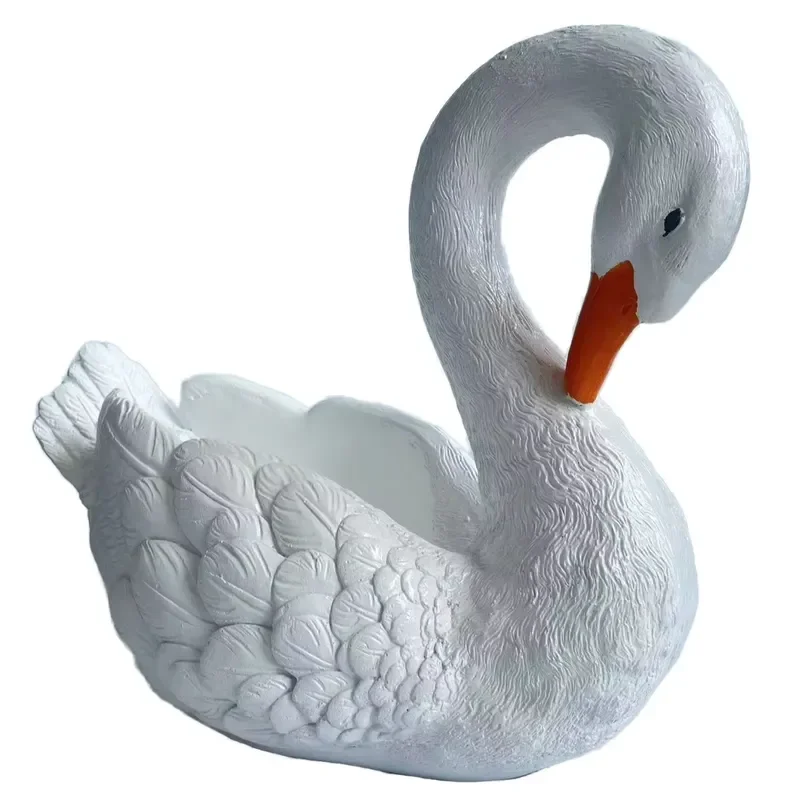 Head Down Swan Shape Planter Pot Vintage Craft Animal Sculpture Flower Pot for Yard Balcony Home Ornament